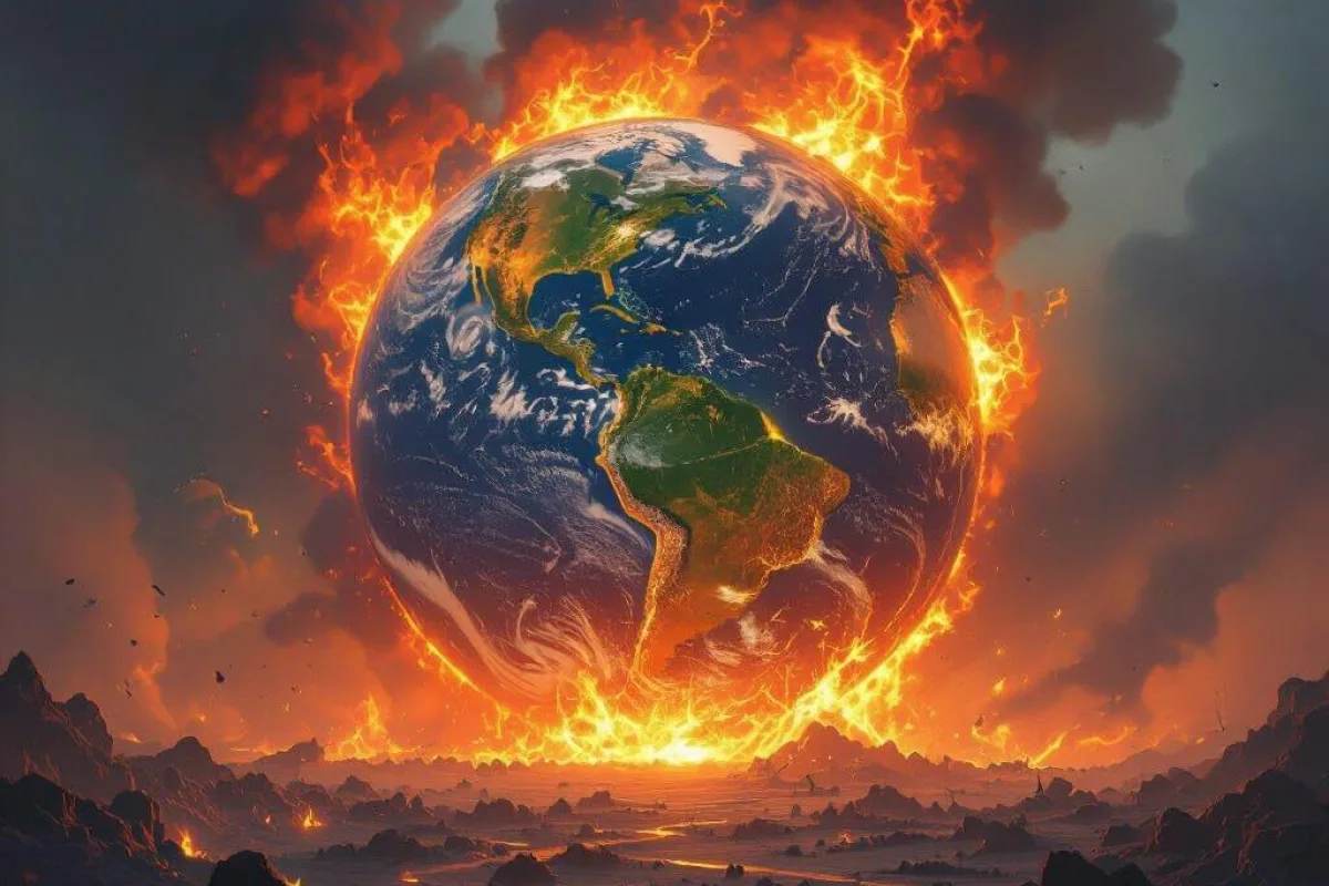 Fire engulfing earth