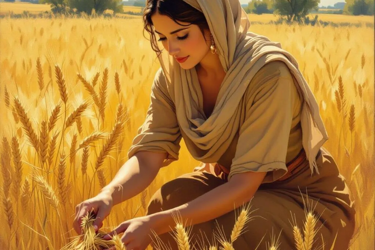 Biblical Picking grain by hand