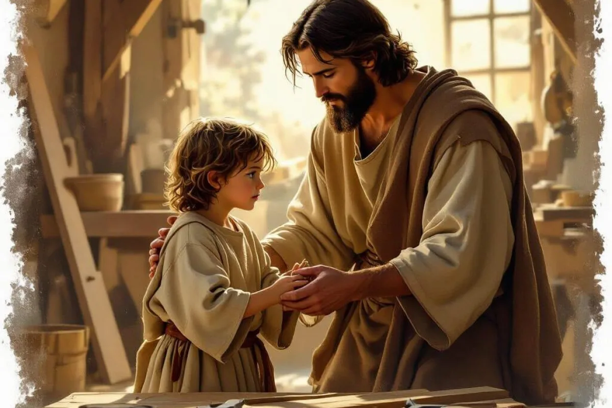 Saint Joseph teaching Jesus