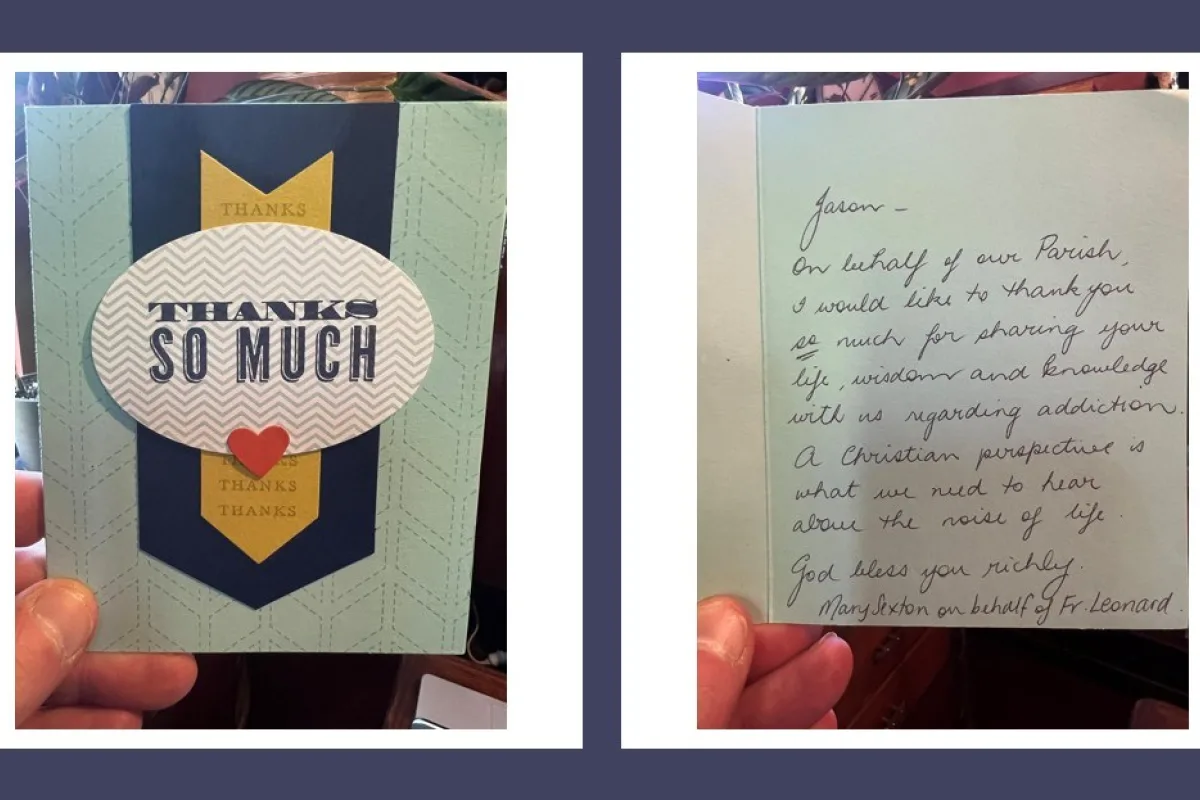 Apostles Card of Thanks for Addiciton Talk