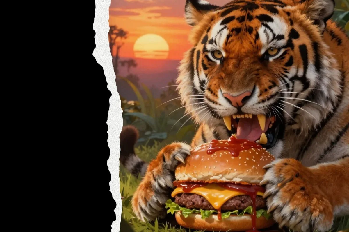 Saber Tooth Tiger Eating a Handburger2