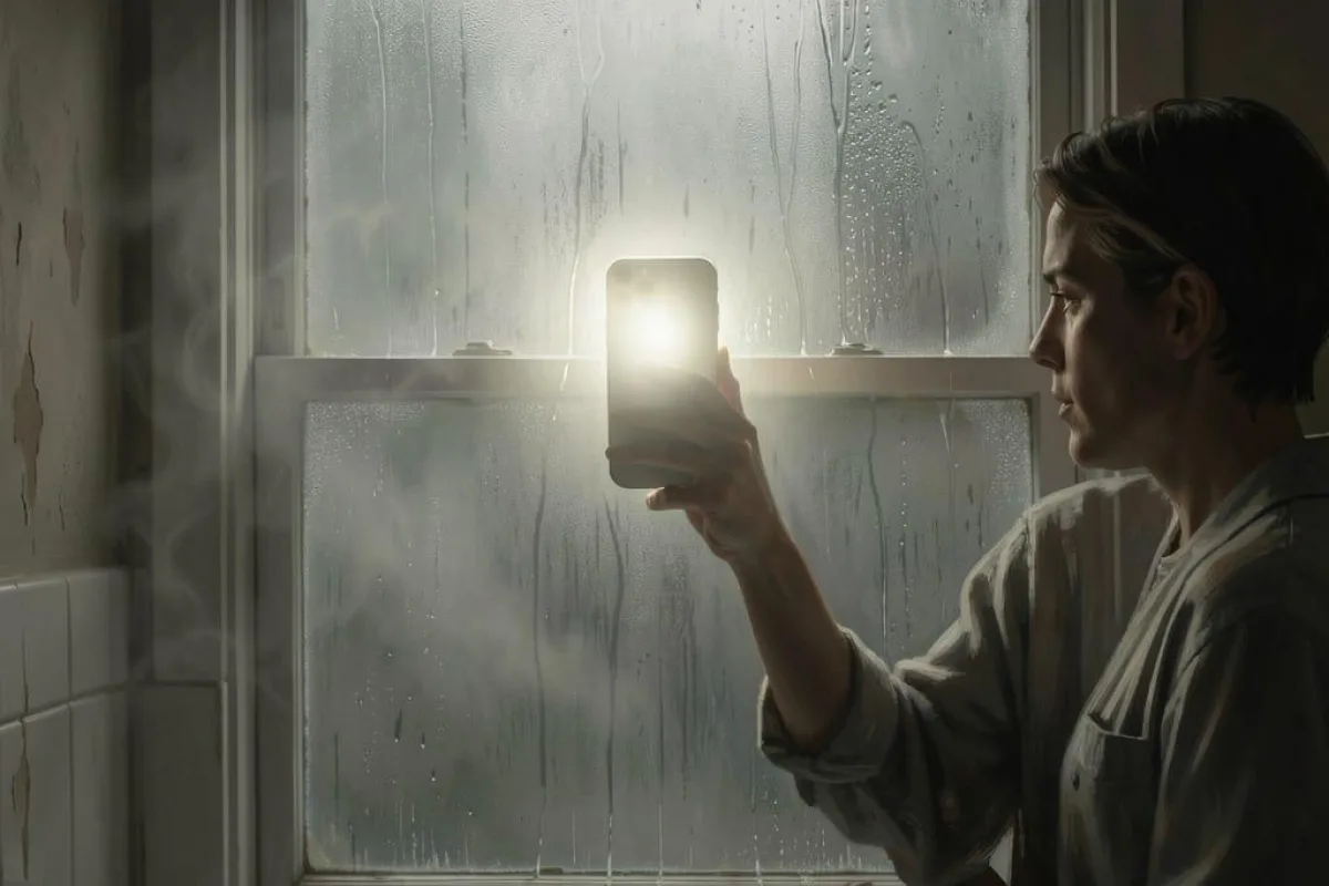 I Phone through a frosted window