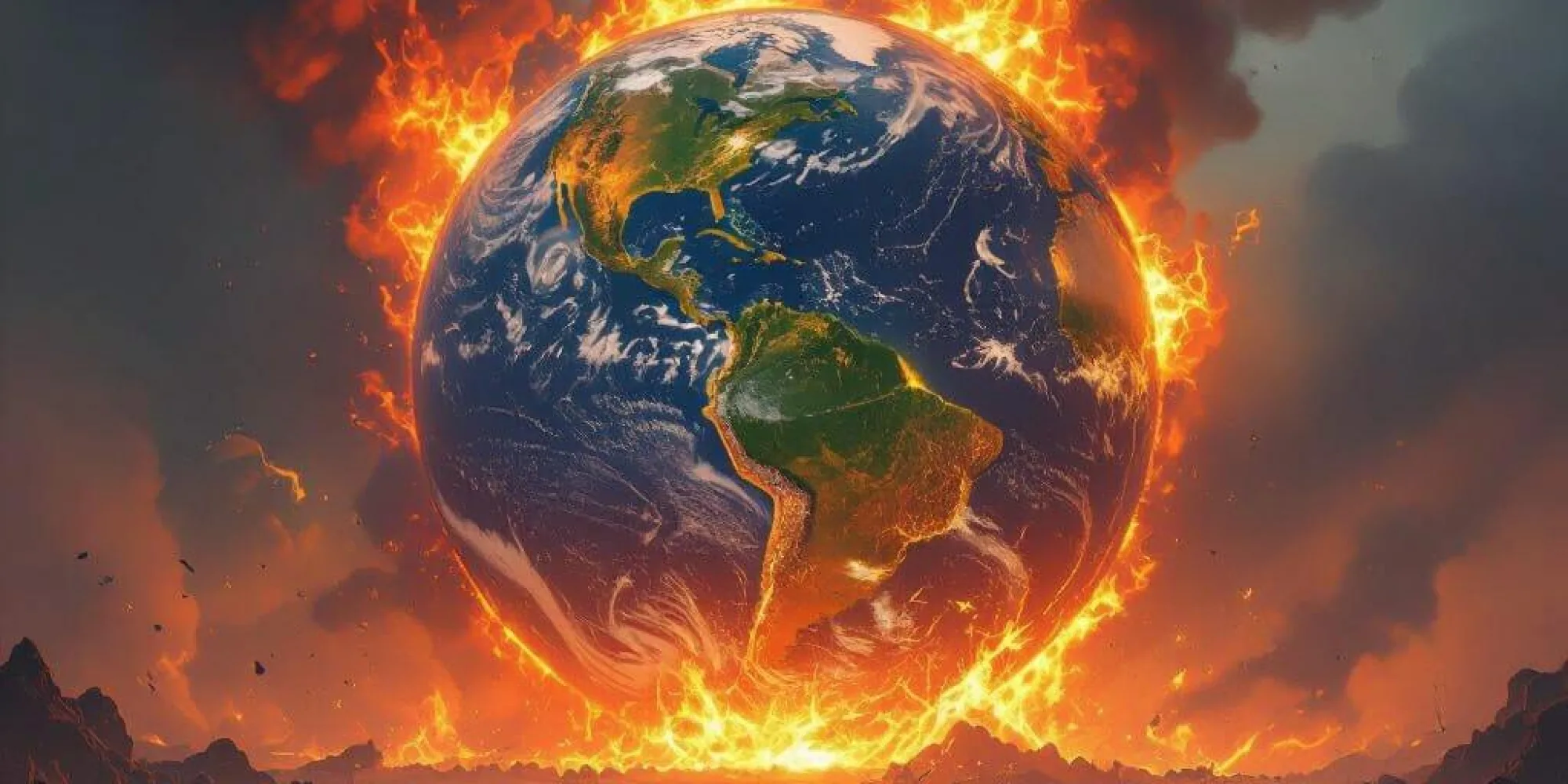 Fire engulfing earth