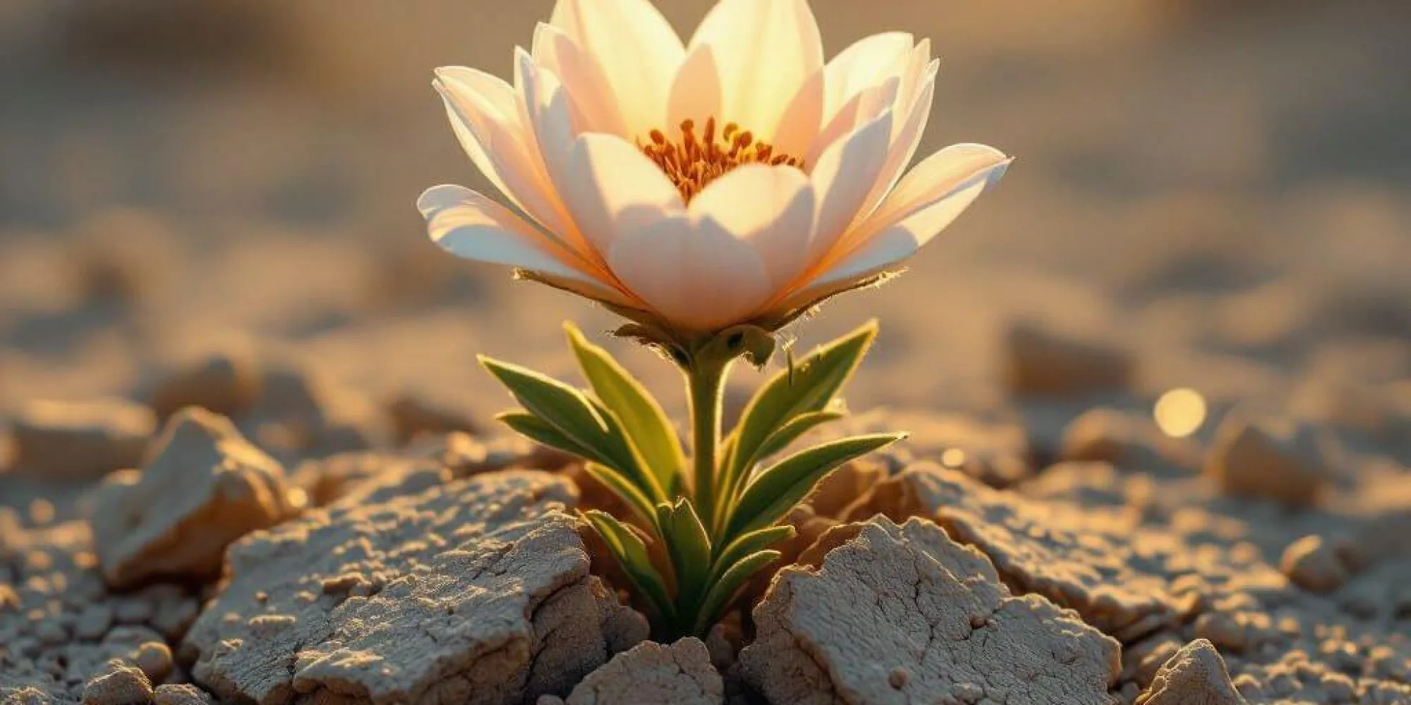 Flower rising from rock