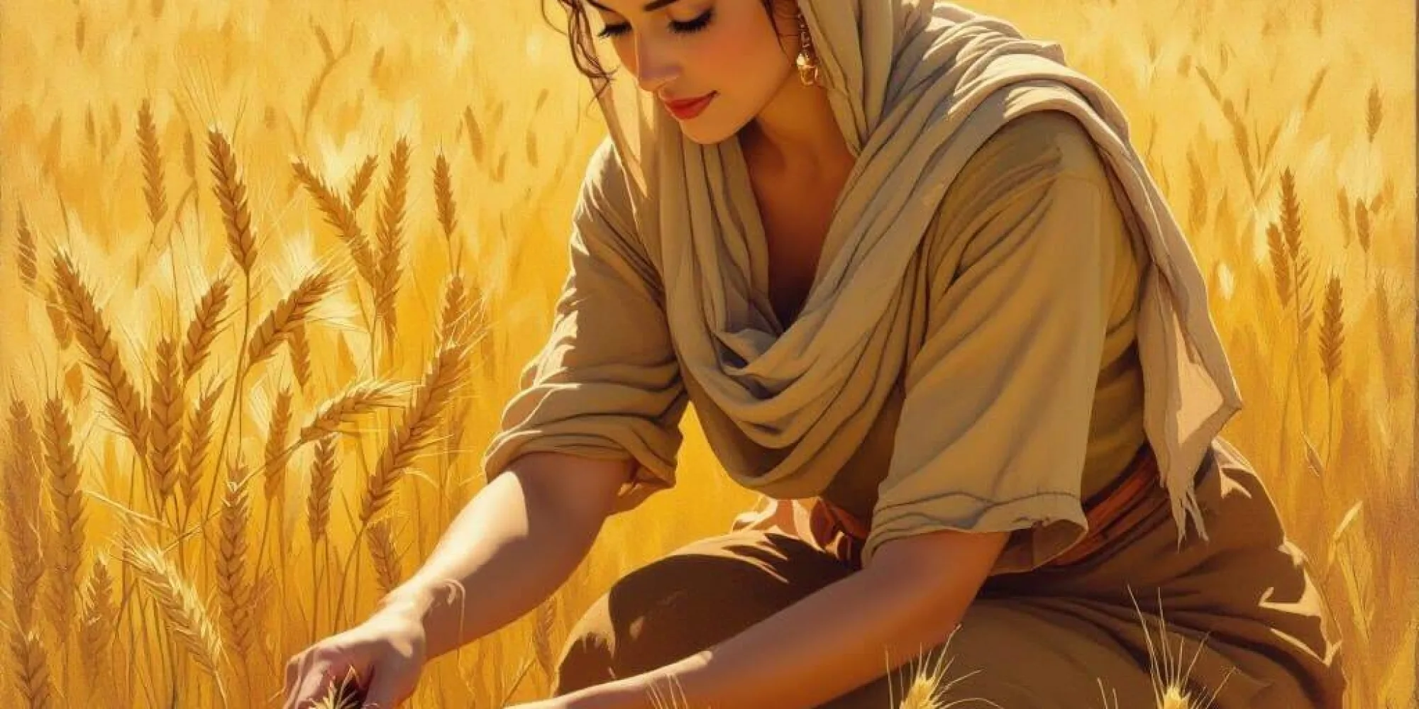 Biblical Picking grain by hand
