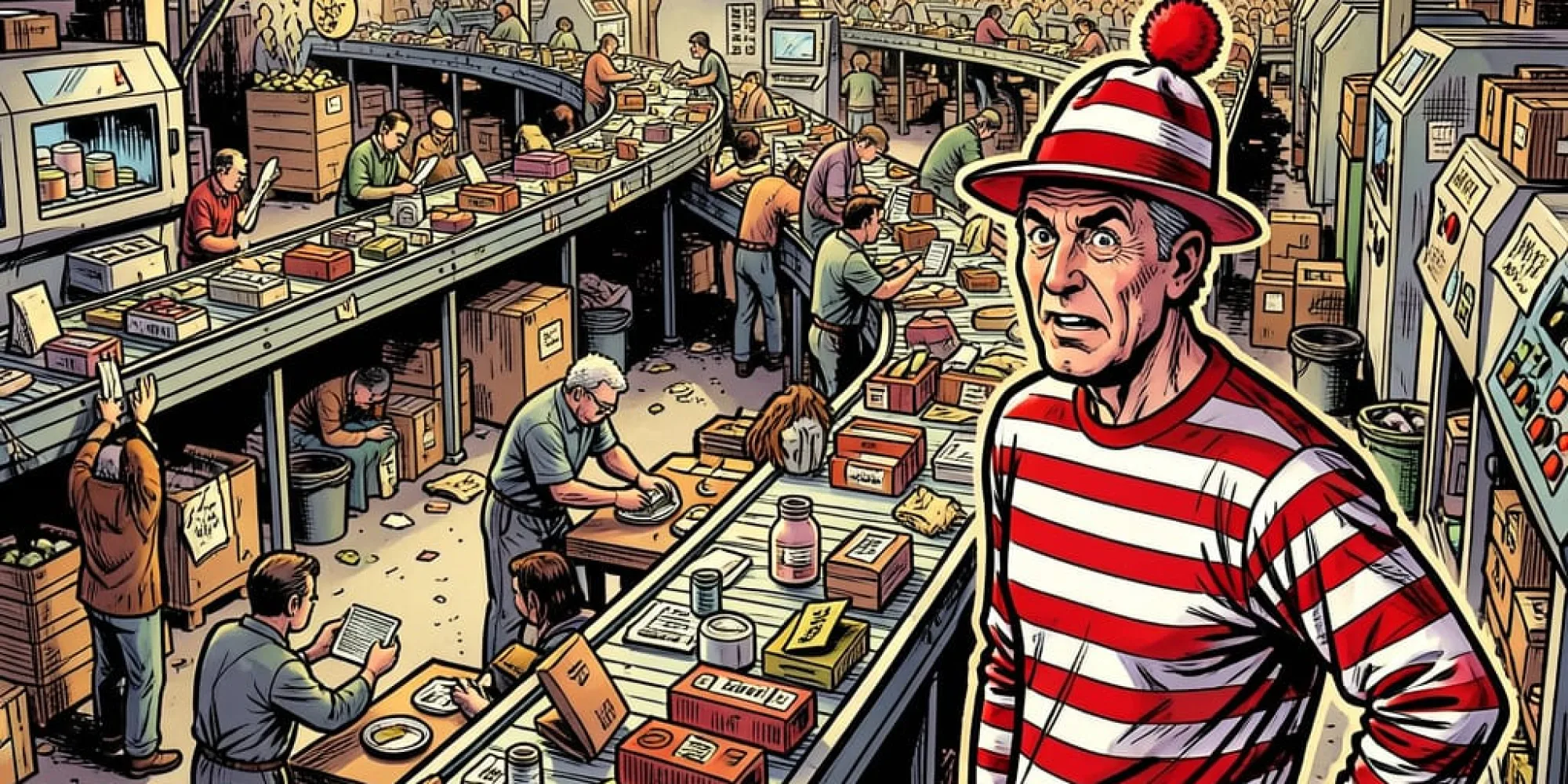 Wheres Waldo in a crowded manufacturing line
